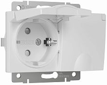 Розетка с заземлением без рамки Werkel 1-м. 2-мод. крышка шторки IP44 белый глянцевый картинка